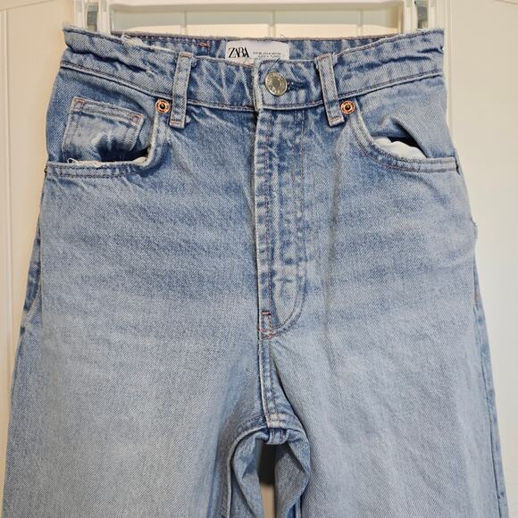 Zara Stonewashed Distressed High Waisted High Rise Jeans Size 4 - Picture 8 of 8